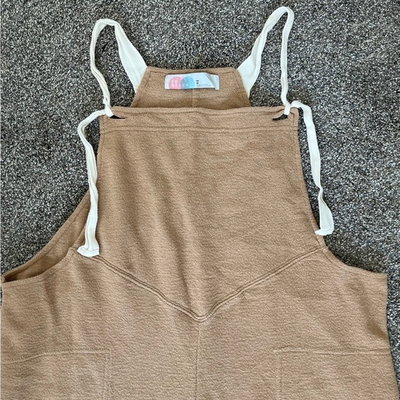 FREE PEOPLE BEACH Lucy Romper Sleeveless Camel Tan Womens Size Medium - Picture 3 of 12